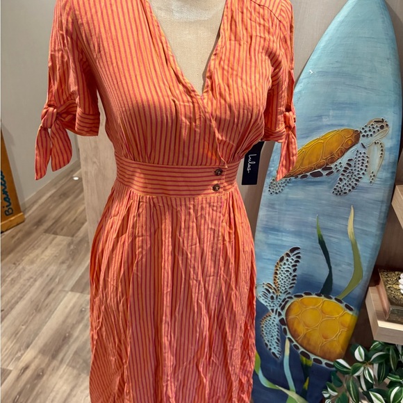 Lulu's Pink Puff Sleeve Midi Sundress - Picture 1 of 8